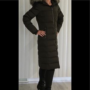 BCBGeneration Green Faux-Fur Hooded Puffer Coat, Size XS